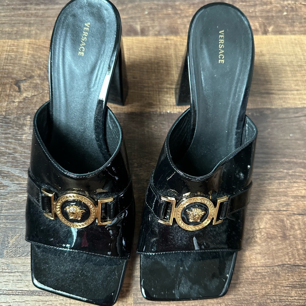 Versace Women's Black Slide Sandals